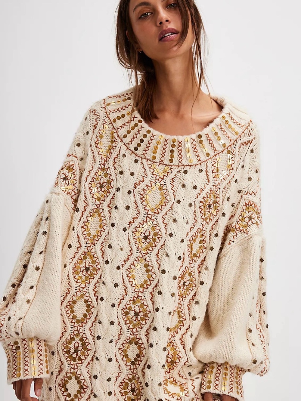Free People Gilded Cable Sweater - Picture 2 of 6